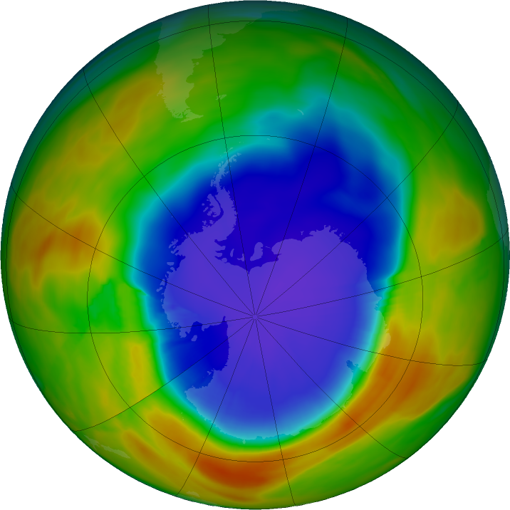 Antarctic ozone map for 29 September 2017